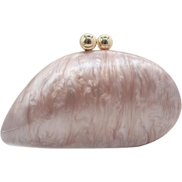No Brand Handbags - Women White Seashell Chain Shoulder Bag for Acrylic Evening Clutch Glitter Bag